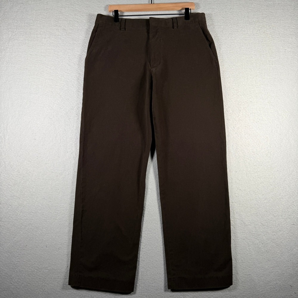 Banana Republic Mens Dress Chino Pants 35x32 Brown Straight‎ Leg Cotton 395280